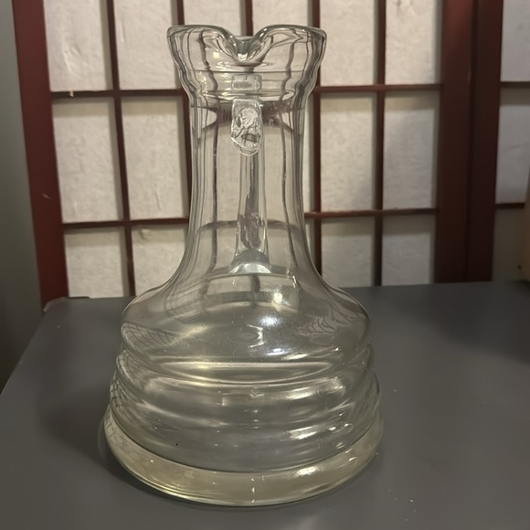 Mid Century Modern Clear Spiral Hand Blown Art Glass Water Pitcher 9” - Picture 7 of 15